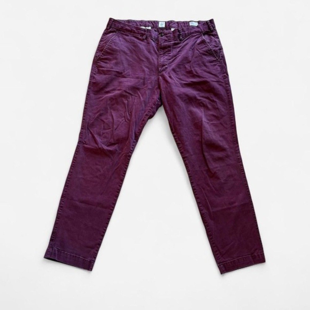 GAP Essential Khaki Slim Fit Pants Mens 36x32 Burgundy Chino Straight Leg